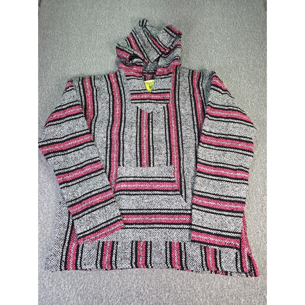 IGUANA Jack Black Pink Vintage Baja Hipster Hoodie Pullover Sweatshirt Size L